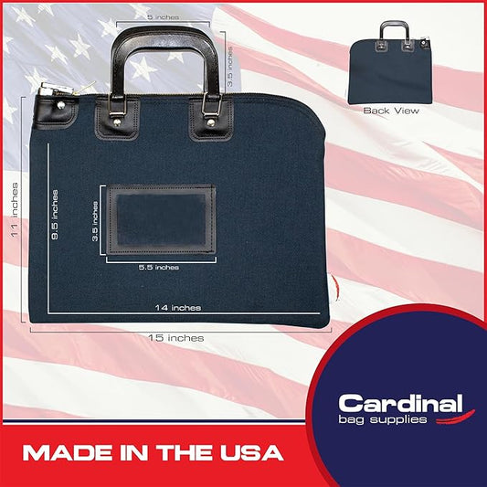 Fire Resistant Security Money Bag with Lock, Water Repellent, Safe Storage, Protects Important Valuables, 15 x 11 Inch (Navy Blue)