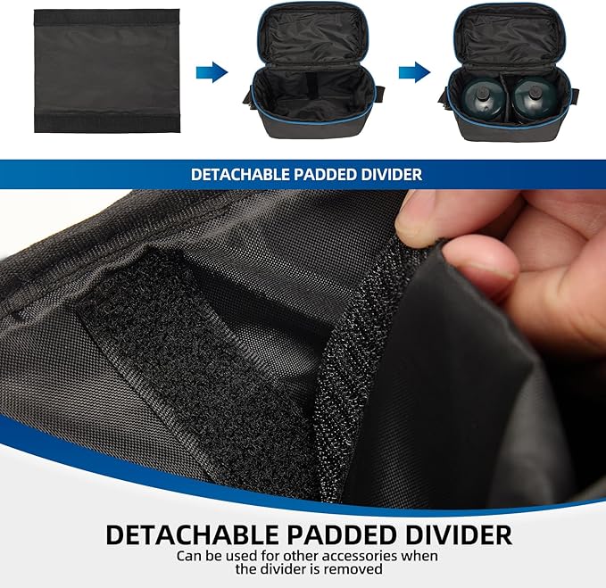 1 LB Propane Tank Carry Bag with Padding, Portable 16 OZ Propane Tank Holder to Hold 2 Pcs Mini Fuel Cylinder, Small Camping Gas Cylinder Storage with Strap, Bag Only
