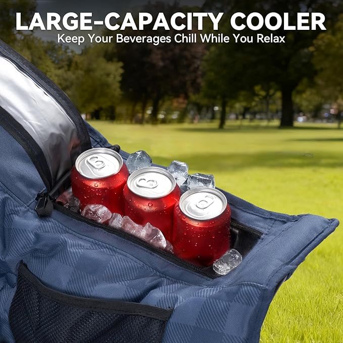 Padded Double Camping Chairs High Back Double Camp Chair Oversized Loveseat Camping Chair Support 800LBS Heavy Duty Camping Couch with Cup Holders, Cooler, Carry Bag, Blue