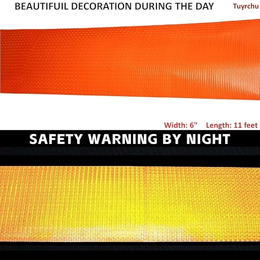 Orange Reflective Tape Outdoor Waterproof 6 inch, High Visibility Industrial Marking Tape, Safety Adhesive Stickers (11 feet)