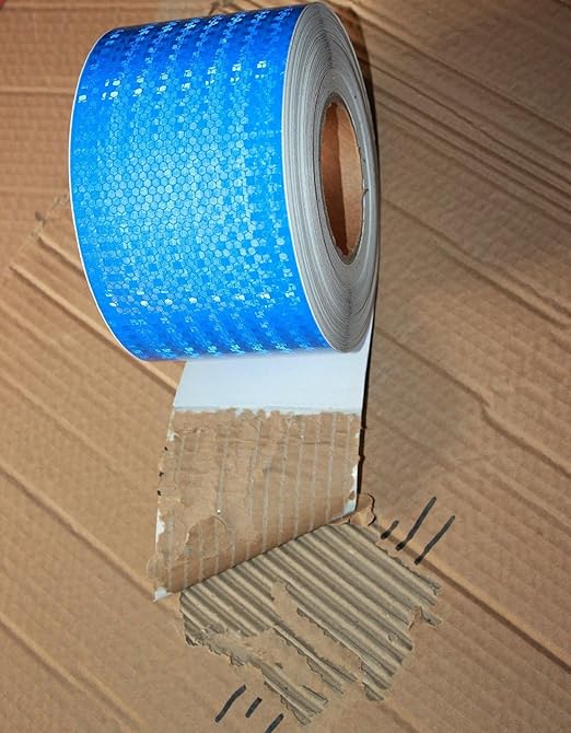 Industrial Reflective Tape Blue 4 inch Wide, Outdoor Waterproof High Visibility Safety Warning Reflector Sticker Strips (68 feet)