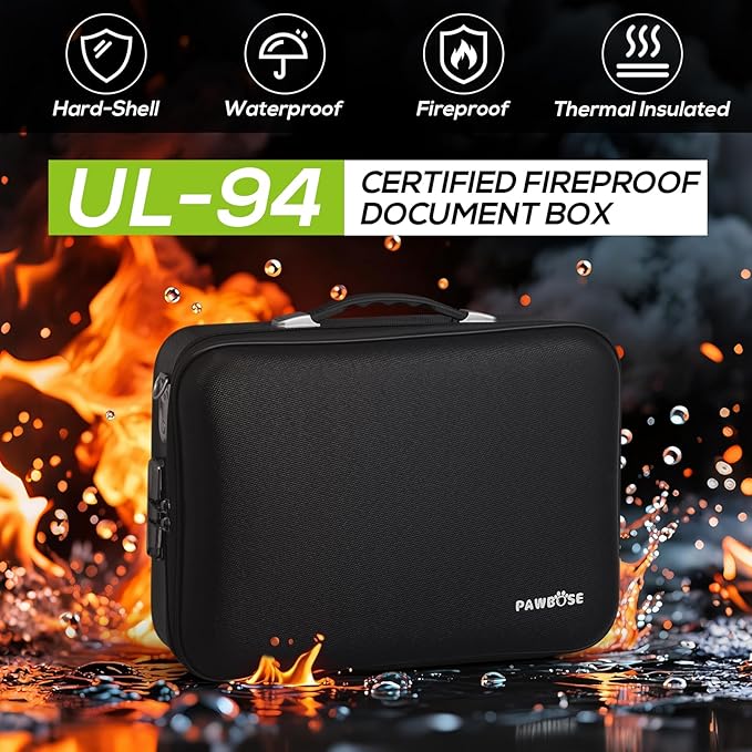 Fireproof Document Home Safe with Combination Lock, 16x12x5 inch Fireproof Water-Resistant Hard Case Box for Important Documents Certificates Passports Cash