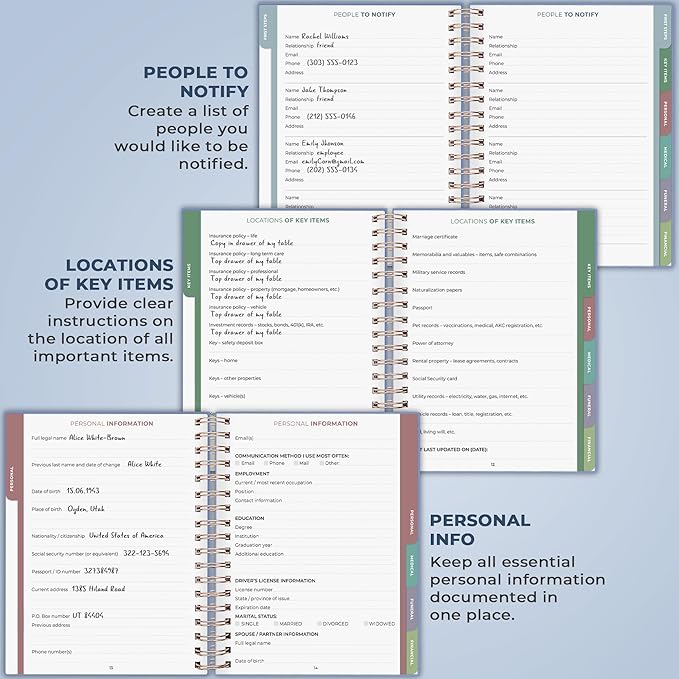 Clever Fox When I Die Planner With Pockets for Documents – End-of-Life Organizer Binder for Important Personal Info & Final Wishes (Smoke Blue)
