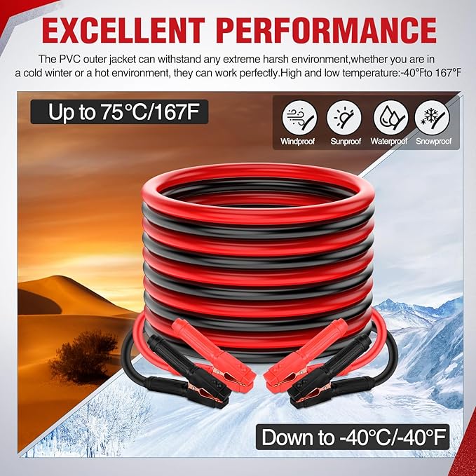 Nilight Jumper Cables for Car Battery 0 Gauge 30 FT Booster Cable Heavy Duty 1000 A CCA with Carrying Bag Jump Start Emergency Kit Pickup Truck RV Vans SUV