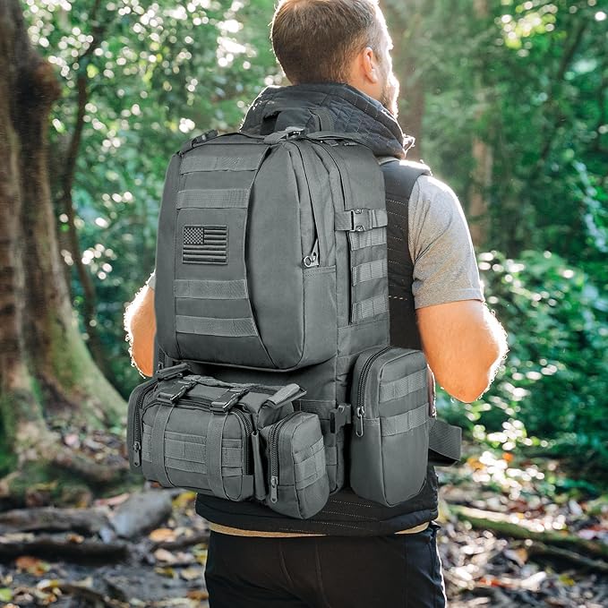 CVLIFE Tactical Backpack Military Army Rucksack 60L Large Assault Pack Detachable Molle Bag…