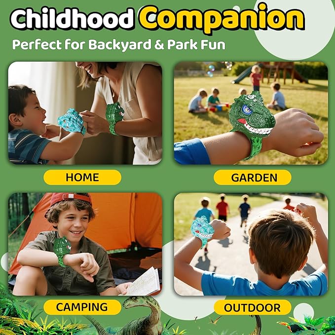 Vvinca Dinosaur Walkie Talkies for Kids 2 Pack - Toys for Boys Age 3-5 5-7 8-12 T-Rex Adjustable Wrist Strap Long Range Clear Sound Outdoor Camping Gears Christmas Birthday Gifts, Deep Green & Blue
