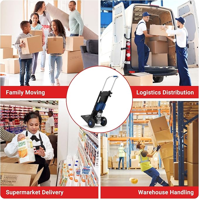 ZW4250 Electric Dolly Stair Climbing Cart, 1500W Powered Stair Climber Hand Truck Trolly, 550lbs Load Capacity Motorized Stair Climbing Dolly for Moving Heavy Cargoes on Stairs