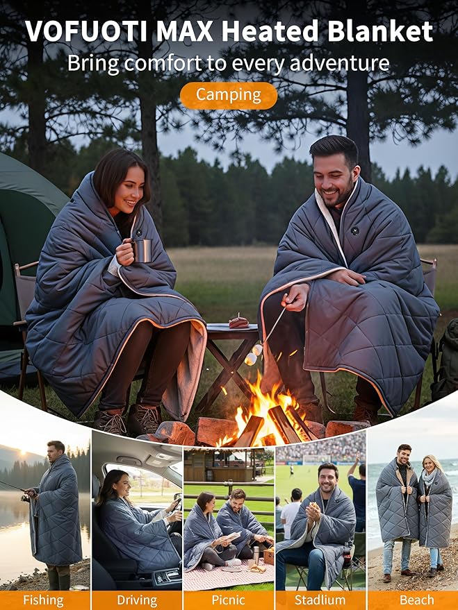Heated Blanket Battery Operated,12V Heated Shawl Throw Blanket,Cordless heating pad with 15000 battery,Wearable Heated Blanket,Sherpa Lining,3 Heating Set for Car,Camping,Backpacking,Hiking,Travel