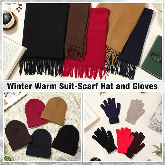 Unittype 300 Pcs Winter Homeless Care Supplies Bulk - Beanies Caps Gloves Scarves Set for Community Charity Church Donation