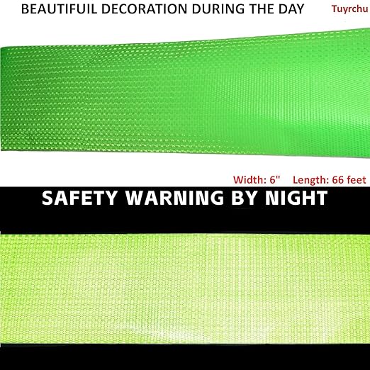 Green Reflective Tape Outdoor Waterproof 8 inch Wide for Cars, High Visibility Safety Warning Adhesive Stickers Strips (66 feet)