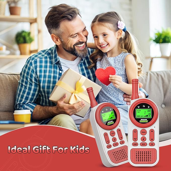 Walkie Talkies for Kids: 22 Channels 2 Way Radio Kids Toys for 3-12 Year Old - 3 Miles Long Range for Outdoor Camping Hiking - Christmas Birthday Gifts for Boys Girls, Red