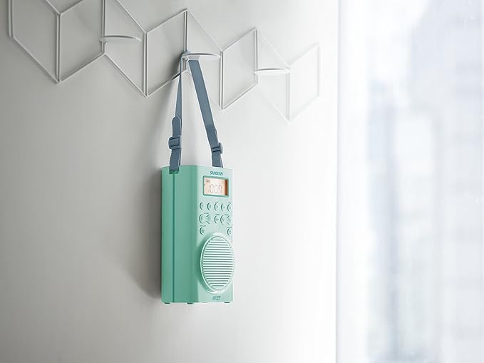 Sangean H205TQ Portable AM/FM/Weather Alert Digital Tuning Waterproof Shower Radio, Turquoise