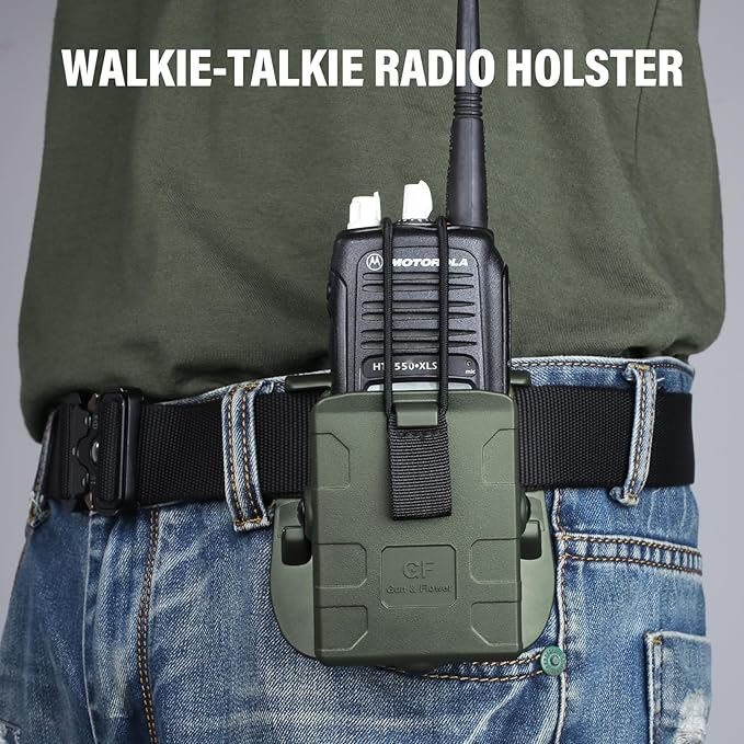 Paddle Holster for Motorola APX/XTS/HT, Kenwood TK/Hytera PD Series Radios – Radio Holder with Index Finger Release, Adjustable Cant, Right Handed, OWB Carry, Green