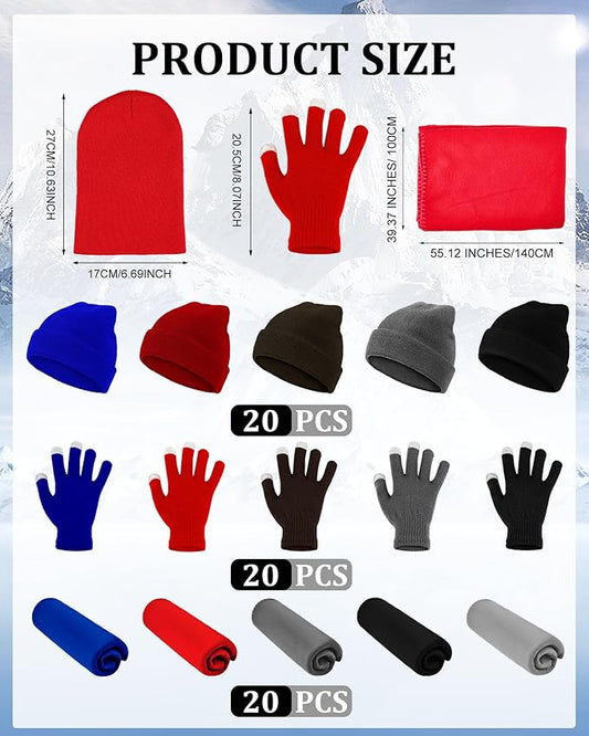 Panitay 150 Pcs Homeless Care Package Supplies Bulk Hats Gloves Fleece Blankets for Men Women Homeless Donating Supplies