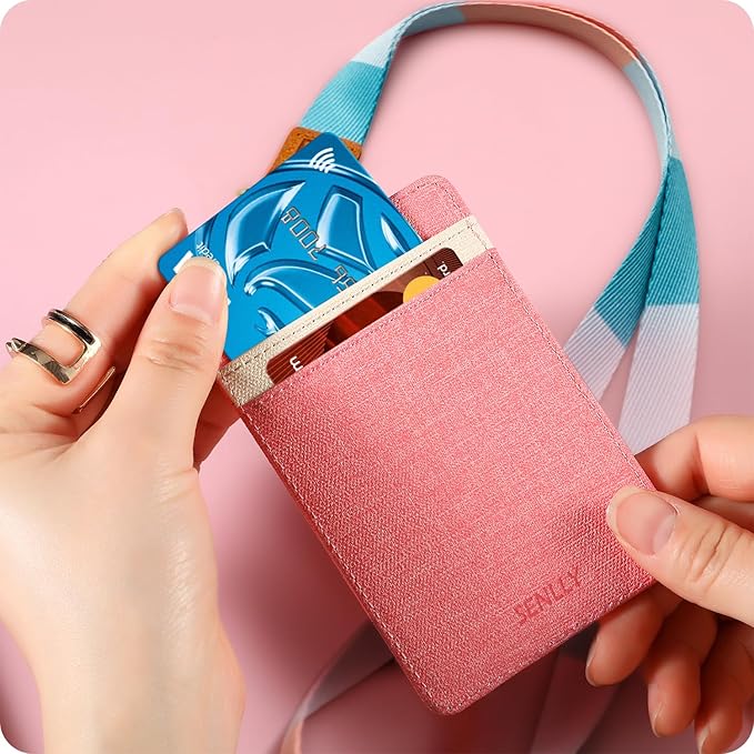 SENLLY ID Badge Holder Gift with Cute Neck Lanyard Strap, 2 Card Slots and 1 Clear ID Window, for Women and Men