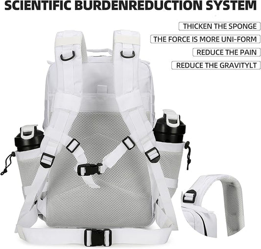 45L Tactical Assault Backpack 3 day assault pack with Molle Waterproof backpack Rucksack for Tactical Backpacks (White)