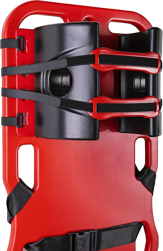 ARS Spine Board Stretcher, First Responder Medical Backboard Head Immobilizer Unit and Spider Straps, EMT Supplies and Equipment for Patient Transfer (Red)