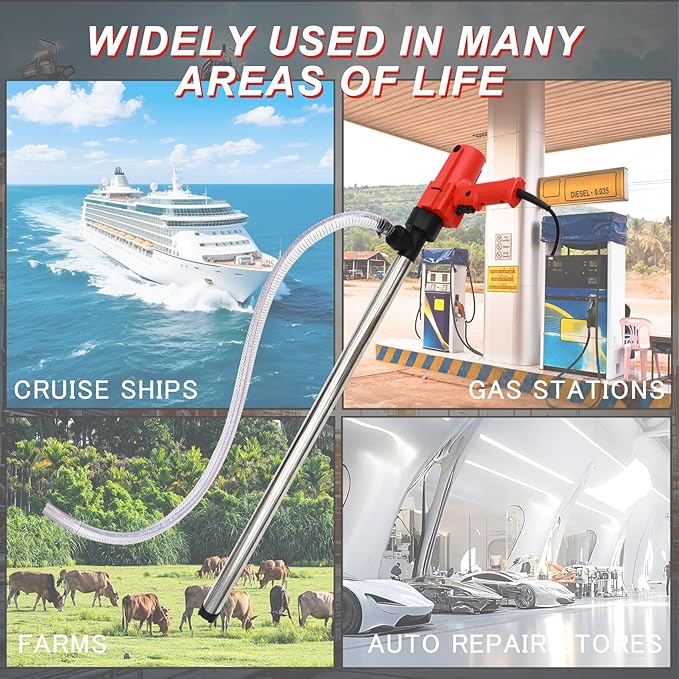 1980W Electric Fuel Transfer Barrel Pump, 110V 11000RPM,for 55Gallon Electric Transfer Pumps with 36in Stainless Steel Tube and 6.6ft Steel Wire Hose, for Diesel,Lubricants,Slightly Viscous Liquids