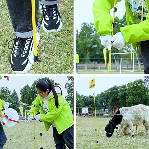 45 inch Electric Fence Posts Step in Fiberglass Insulated Plastic Electric Fence with Post, Electric Fence Stakes for Dogs, 20 Pack