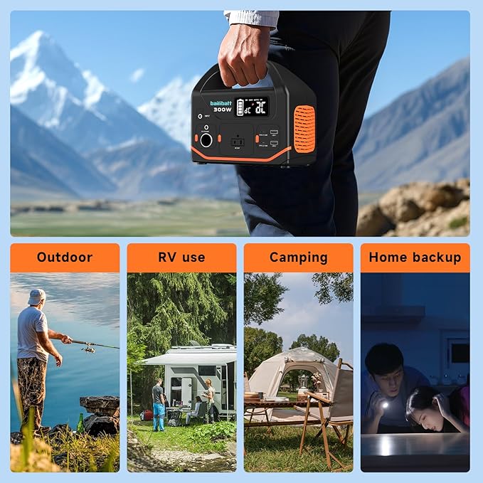Portable Power Station, 266wh Power Generator 300W Lithium Battery, Power Station for Camping, Home Use, Outdoor, Emergency Backup With 110V Pure Sine Wave AC Outlet