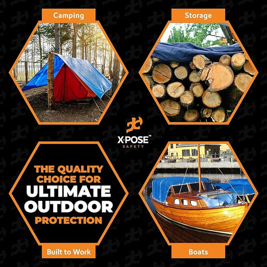 Better Blue Poly Tarp 20' x 25' - Multipurpose Protective Cover - Lightweight, Durable, Waterproof, Weather Proof - 5 Mil Thick Polyethylene - by Xpose Safety