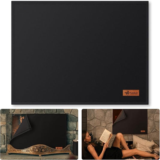 FLASLD Magnetic Fireplace Blanket for Heat Loss, Indoor Fireplace Covers Keep Drafts Out Stops Heat Loss, Fireplace Draft Stopper with Built-in Magnet for Iron Fireplace Frame (36" W x 30" H)