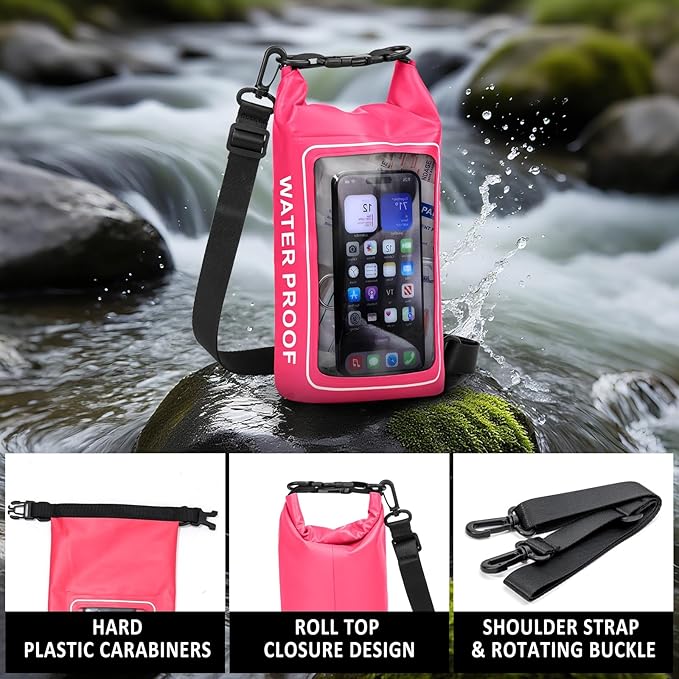 154 Pieces Waterproof Boat First Aid Kit Dry Bag with Cell Phone Bug Out Bags Pouch Roll Top Boat Emergency Kit 2-in-1 for Camping Fishing Kayaking Swimming Rafting