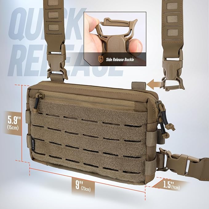 WYNEX Tactical Chest Rig Pack for Men, Running Chest Bag with Front Loop Recon Chest Rigs for Hunting Outdoor EDC
