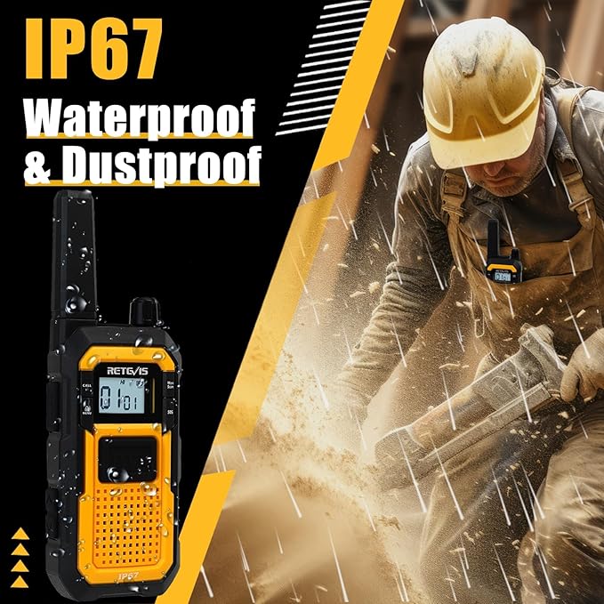 Retevis RB48 Radios Walkie Talkies with Earpiece, Heavy Duty 2 Way Radio Long Range, MIL-STD 810H Two Way radios, Advanced Triple Proof, VOX, 2000mAh, Vibration Reminder, Emergency Alert(10 Pack)