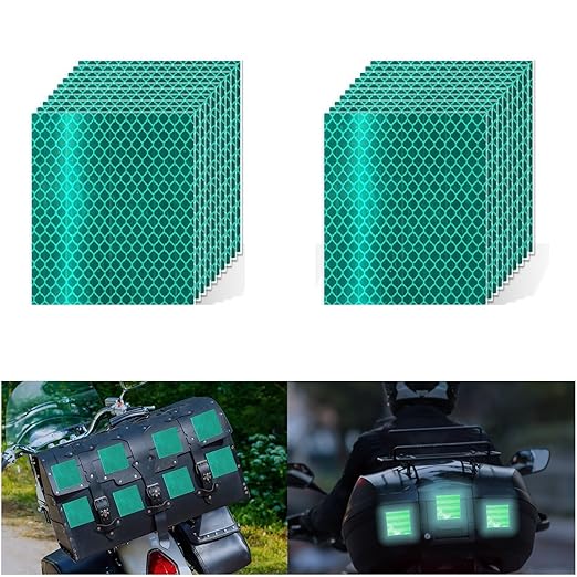 Non Fading Green Reflective Stickers 4 inch X 4 inch, Outdoor Waterproof High Visibility Warning Safety Adhesive Reflector Tape (20 Pcs)