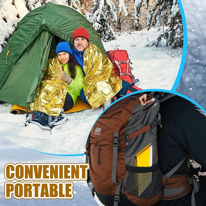 200 Pcs Emergency Blanket Thick Socks Winter Bulk Homeless Survival Care Supplies Kit for Cold Weather Outdoor Camping Hiking (Bright)