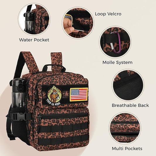 9L Mini Tactical Backpack for Men Women,Small Military Tactical Backpack for Sport,Gym,Hiking,Travel,Camping(Leopard)