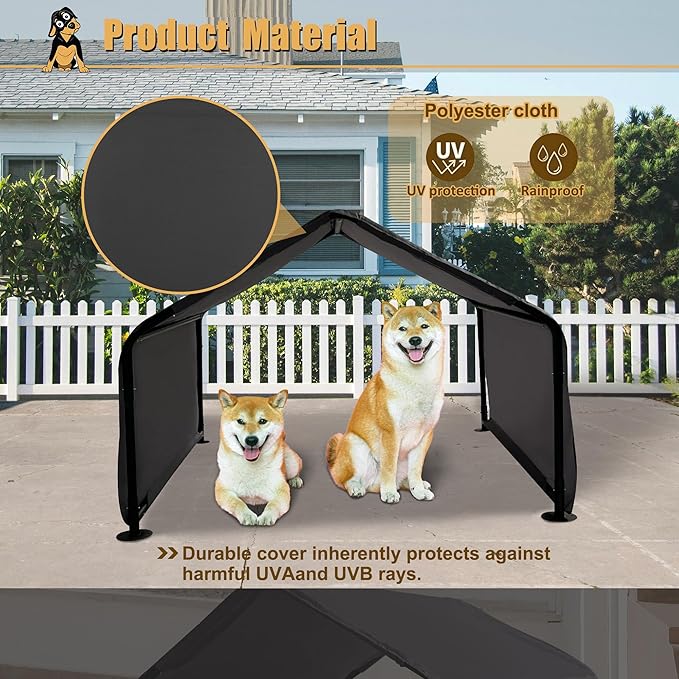 Outdoor Pet Shade Dog Shade Shelter, Versatile Pet Canopy Tent Pet Awning for Dogs, Cats, Small Animals and Livestock, 4'x4'x3' Waterproof, Sun Protection, Grey
