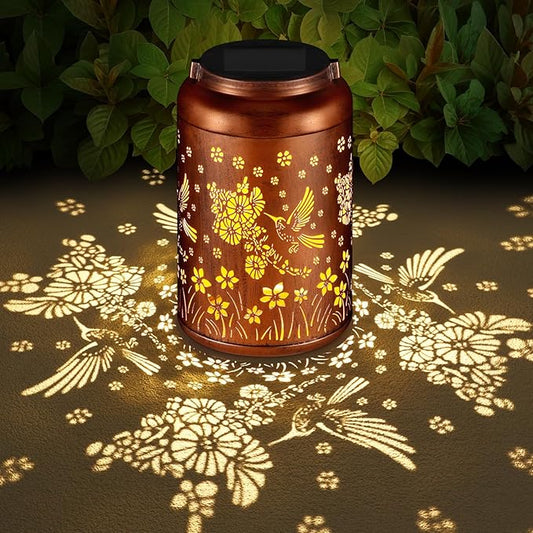 Cardinal Solar Lanterns Outdoor Waterproof Garden Decor, Christmas Cardinal Birthday Gifts for Women Mom Grandma,Hanging Metal Solar Lanterns LED Decoration(02-Red Bird)