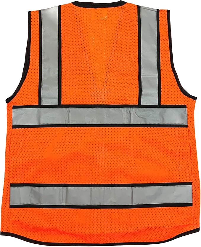 (B Engineer Safety Vest, High Visibility Reflective Safety, Vest Mesh with Zipper and pockets
