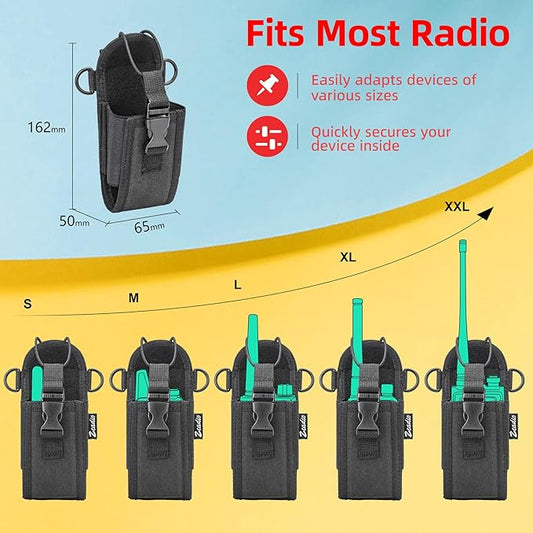 Zeadio Versatile Two-Way Radio Pouch Holster with Detachable Walkie Talkie Strap - Durable Radio Pouch and Holder for Outdoor Activities (ZNC-J, Pack of 12)