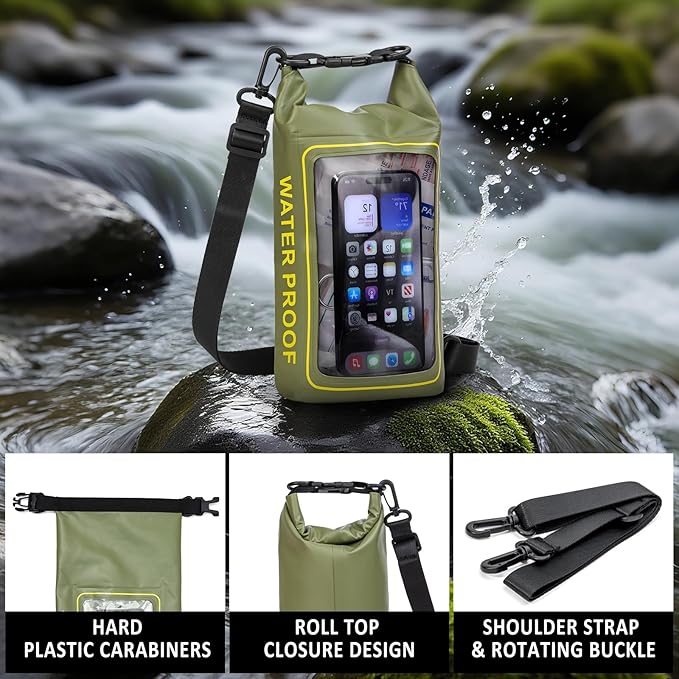 154 Pieces Waterproof Boat First Aid Kit Dry Bag with Cell Phone Bug Out Bags Pouch Roll Top Boat Emergency Kit 2-in-1 for Camping Fishing Kayaking Swimming Rafting
