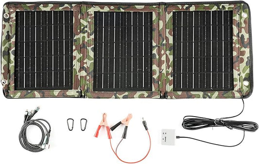 Portable Solar Panel,USB Ports 28W Power Generation Charger for Phone Camping,Hiking, Backpacking,Emergency Solar Charger Folding Waterproof Solar Panels with Carabiners (3-Panel)