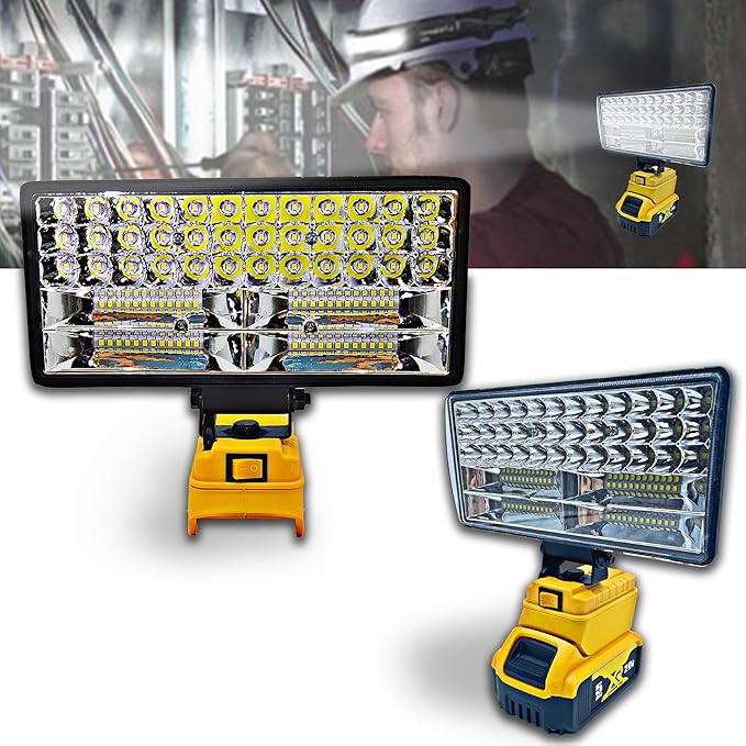 Cordless LED Work Light for Dewalt 20V Battery，90W 5400LM Wide Beam Flood Light with Two USB Charging Port Flashlight for Emergency,Workshop,Garage.(No Battery)
