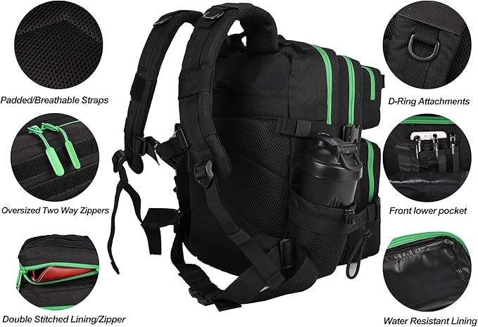 LHI Tactical Military Backpack for Men and Women 25L/35L Army Assault Pack Bag Small Rucksack with Bottle Holder