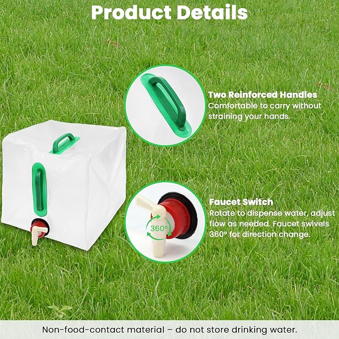 XINGGLIANG 2 Pack 5 Gallon Collapsible Water Container with Spigot, No Leakage Foldable Portable Water Canteen,Transparent Design Portable Water Jug,for Outdoor Hiking,Car, Picnic and Emergency