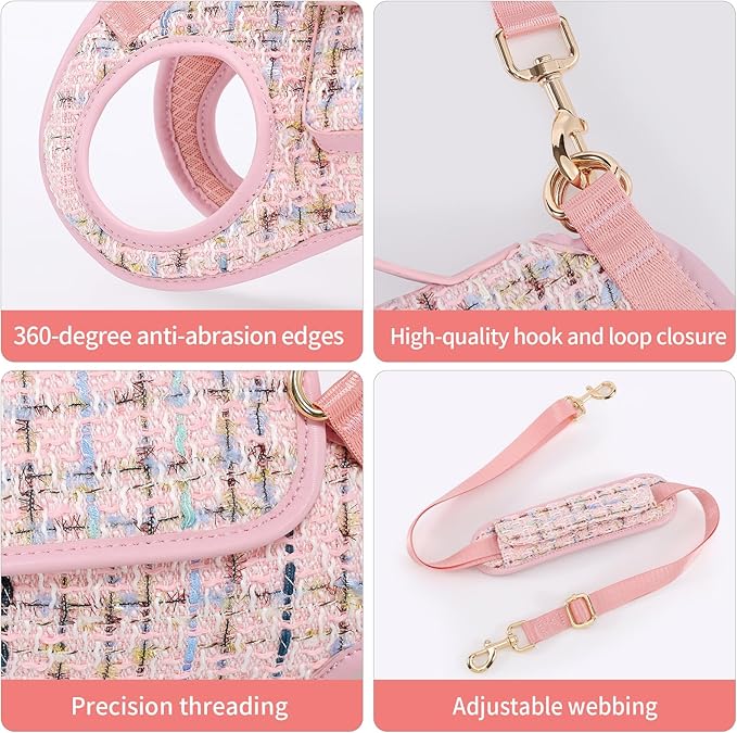 Dog Lift Harness Dog Carrier Dog VES Harness Adjustable Dog Leash with Small Puppy Treat Bag（Pink,M）
