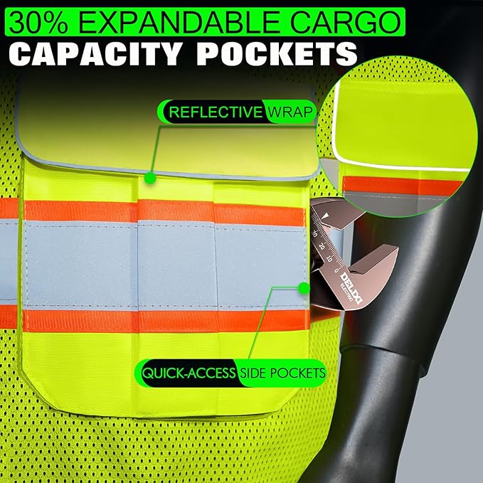BeautyWill 10 Pack Custom Logo Safety Vest ANSI Class 2 High Visibility Reflective Vest Personalized Construction Vest Bulk