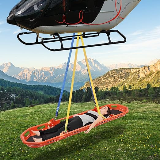 Rescue Basket Stretcher with Lifting Sling, Emergency Stretcher for Air/Sea/Mountain Rescue, 595lbs Load, Detachable, ABS & Stainless Steel