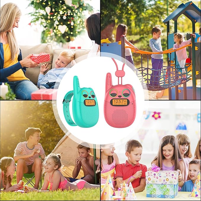 Qniglo Walkie Talkies for Kids, Rechargeable walkie Talkie Watch for Kids，3-Mile Range, 7-Day Standby, VOX， Backlit LED Screen， Great Gift for Girls and Boys Ages 3-12 (2-Pack)