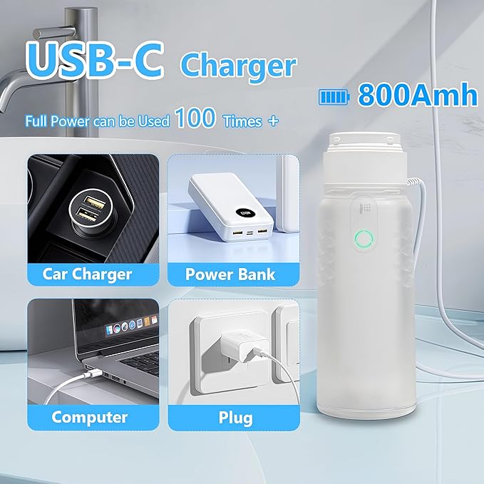 Portable Bidet for Travel, Electric Handheld Bidet Sprayer 3 Spray Modes 320ml Water Tank USB-C Rechargeable Nozzle 180 Degree Adjustment Personal Cleaner for Men Women Baby Elderly Camping