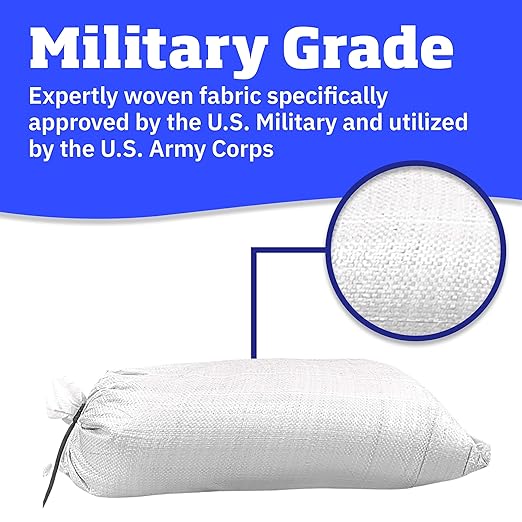 DURASACK Heavy Duty Sand Bags with Tie Strings Empty Woven Polypropylene Sandbags for Flood Control with 1600 Hours of UV Protection, 50 lbs Capacity, 14x26 inches, White, 18000 Count