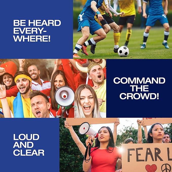 Croove Portable Megaphone Loud Speaker, Bullhorn with Siren Music, Volume Control, 30 Watt Mini Bull Horn, 800 Yard Voice Range Mega Phone, Noise Makers, Sporting Essentials for Coach, Camp Counselor