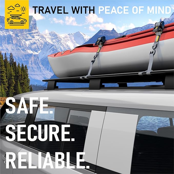 AUGO Retractable Ratchet Straps | 2 Heavy Duty Ratchet Straps Self Retractable Tie Downs with Soft Loops & Storage Bag for Motorcycle, Truck, Trailer, Cargo Van | 3000 Lb Break Strength 2” x 10’