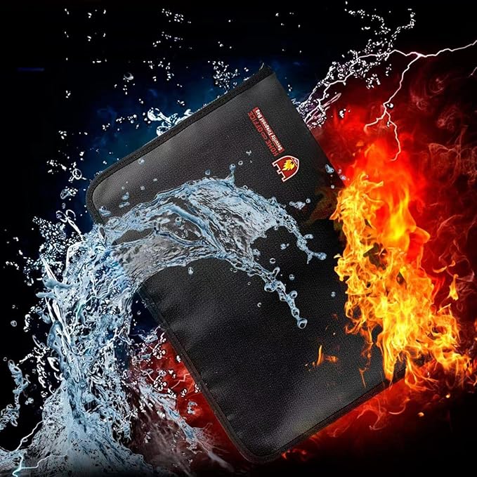 A4 Fireproof Document Bag with 13 Pockets, Fire and Water Resistant Safe Expanding File Folder with Zipper, Document Organizer Fireproof Waterproof Wallet for Certificate Folder